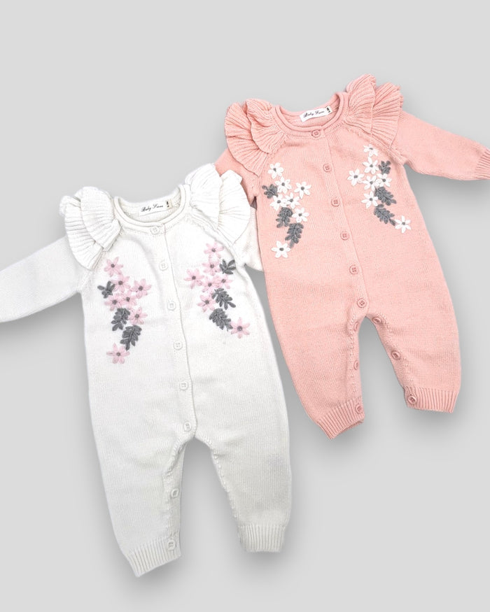 Newborn Floral 100% cotton knitted jumpsuit 